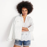 Women's Eyelet Split Neck Shirt