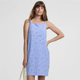 Women's Sleeveless Eyelet Shift Above the Knee Dress