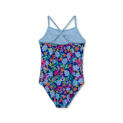 Girls Chlorine Resistant X-Back Ruffle One Piece Swimsuit