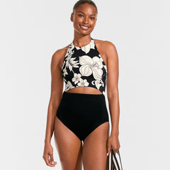 Women's Long Torso Tugless Halter Monokini High Leg One Piece Swimsuit