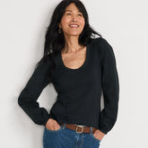 Women's Supima Interlock Scoop Neck Blouson Sleeve Top