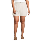 Women's Plus Size High Rise Pleated A-line 5" Linen Shorts