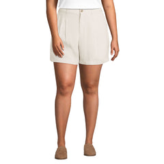 Women's Plus Size High Rise Pleated A-line 5" Linen Shorts