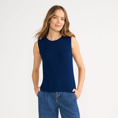 Women's Fine Gauge Baby Cable Crew Neck Sleeveless Sweater - Set Top