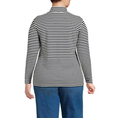 Women's Plus Size Relaxed Cotton Long Sleeve Mock Turtleneck