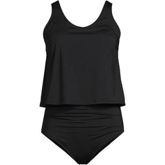 Women's Chlorine Resistant V Neck One Piece Fauxkini Swimsuit
