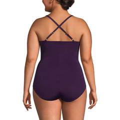 Women's Plus Size New SlenderSuit Pleated Low Leg One Piece Swimsuit