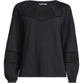 Women's Plus Size Long Sleeve Slub Pintuck Top
