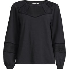 Women's Long Sleeve Slub Pintuck Top