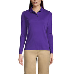 School Uniform Women's Long Sleeve Feminine Fit Interlock Polo Shirt