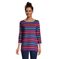 Women's Petite 3/4 Sleeve Heavyweight Jersey Boatneck Tunic