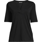 School Uniform Women's Supima Jersey Half Sleeve Splitneck Shirt