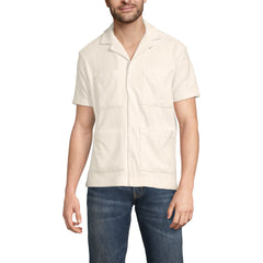 Men's Short Sleeve Textured Terry Camp Collar