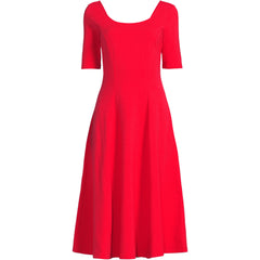 Women's Plus Size Starfish Elbow Sleeve Midi Fit and Flare Dress