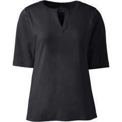Women's Cotton Polyester Modern Half Sleeve Splitneck