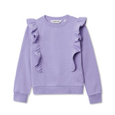 Girls Long Sleeve Cozy Fleece Ruffle Sweatshirt