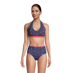 Women's Chlorine Resistant Reversible Halter Bikini Top Swimsuit