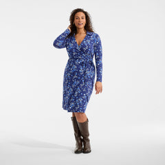 Women's Plus Size Cotton Modal Collared Wrap Dress