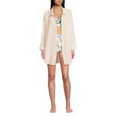 Women's Oversized Gauze Button Front Cover-Up Shirt