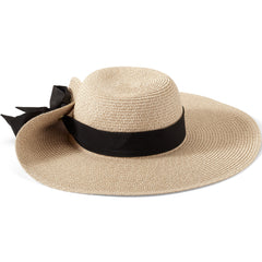 Facesaver Wide Brim Straw Hat with Scarf