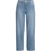 Women's Soft Denim Mid Rise Relaxed Straight Crop Jeans
