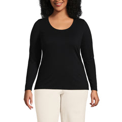 Women's Plus Size Lightweight Jersey Skimming Long Sleeve Scoop Neck T-shirt