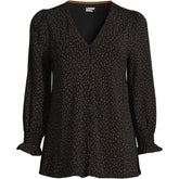 Women's Petite 3/4 Sleeve Lightweight Jersey Button Front Top