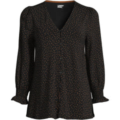Women's Petite 3/4 Sleeve Lightweight Jersey Button Front Top