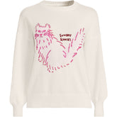 Womens Plus Size Drifter Drop Shoulder Placed Jacquard Crew Neck Sweater