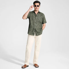 Men's Big Traditional Fit Short Sleeve Linen Shirt