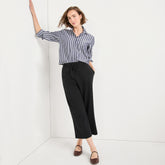 Women's Tall Sport Knit Elastic Waist Wide Leg Crop Pants