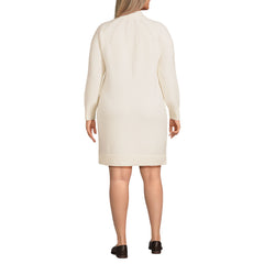 Women's Plus Size Boucle Long Sleeve Raglan Mock Neck Sweater Dress