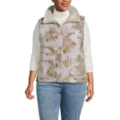 Women's Plus Size Sherpa Fleece Reversible Mixed Media Vest