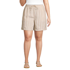 Women's Plus Size Linen High Rise Pull On 7" Shorts