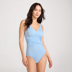 Women's D-Cup SlenderSuit Shine Wrap One Piece Swimsuit