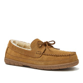 Men's Fuzzy Lined Lace Up Moccasin Slippers