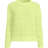 Women's Plus Size Cotton Blend Pointelle Crew Neck Sweater