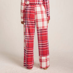 Women's Flannel Patchwork Wide Leg Sleep Pants