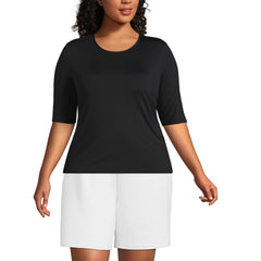 Women's Plus Size Elbow Sleeve Crewneck Garden Tee- Sunshade UPF 50 Quick Dry