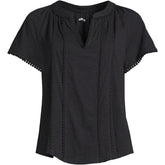 Women's Slub Short Sleeve Notch Neck Top