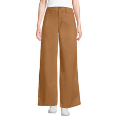 Women's Petite Stretch Canvas High Rise Wide Leg Pants