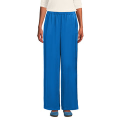 Women's Satin Mid Rise Relaxed Pull On Wide Leg Pants
