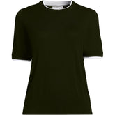 Women's Plus Size Double Trim Cotton Crew Neck Tee Sweater