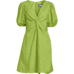 Women's Petite Linen Above the Knee Puff Sleeve Dress