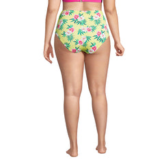 Women's Plus Size Chlorine Resistant Twist Front Retro High Waisted Bikini Bottoms