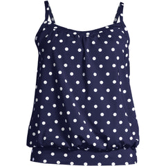 Women's Petite Chlorine Resistant Blouson Tankini Swimsuit Top