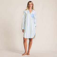 Women's Petite Cotton Poplin Long Sleeve Sleepshirt Nightgown