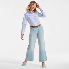 Women's Petite Recover Denim Mid Rise Wide Leg Ankle Jeans