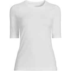 Women's Plus Size Lightweight Jersey Skimming Elbow Sleeve Crew Neck T-shirt