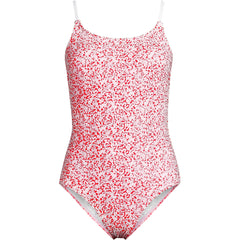 Women's Petite Tugless Thin Strap One Piece Swimsuit
